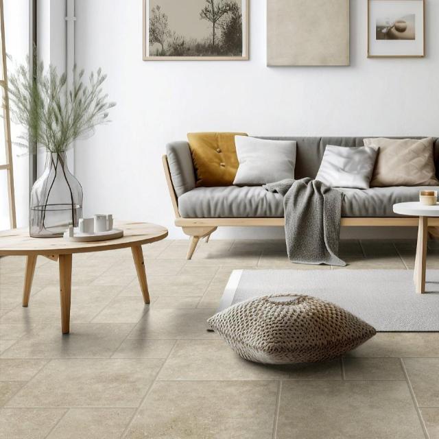 Beige Amara Travertine Tile External French Pattern Porcelain | The Blue Space