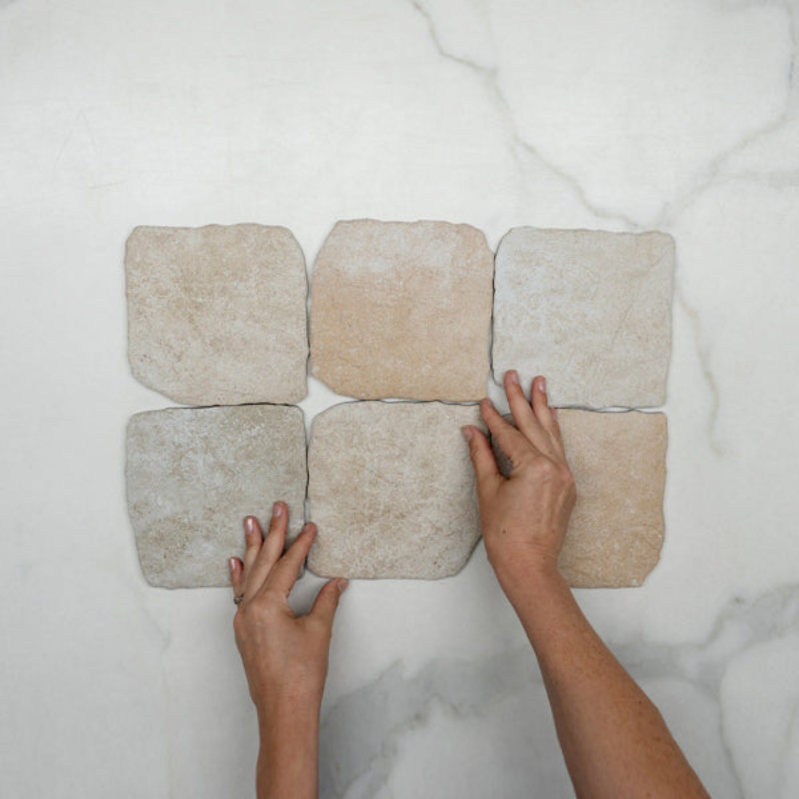 Looks With Hand Beige Settlers Cobble Stone 150 x 150mm Porcelain - The Blue Space