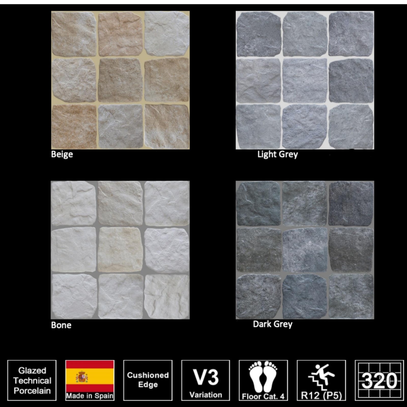 Variations Beige Settlers Cobble Stone 150 x 150mm Porcelain 15COUBEM - The Blue Space