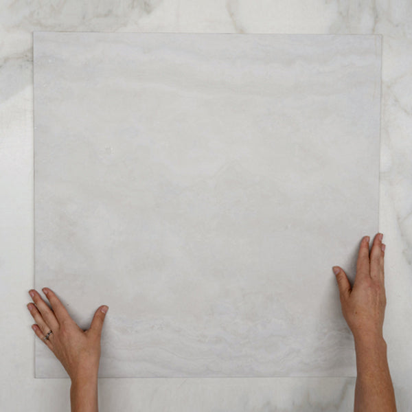 Bianco Ivy Vein Cut Travertine Look Tech Grip Porcelain Tile - The Blue Space