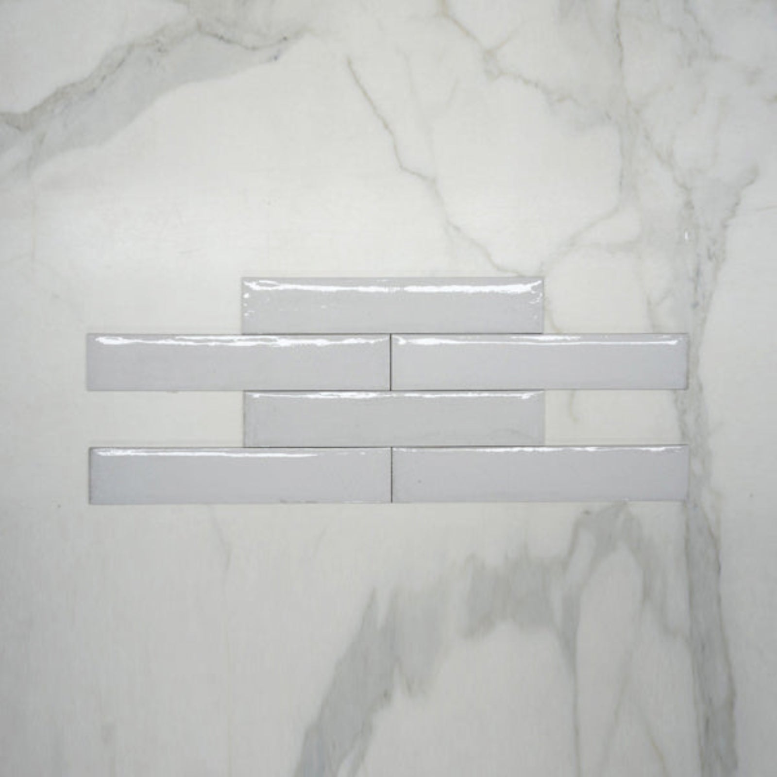 Pattern No Hand Bianco Theo Subway Tile 75 x 400mm Italian Porcelain - The Blue Space