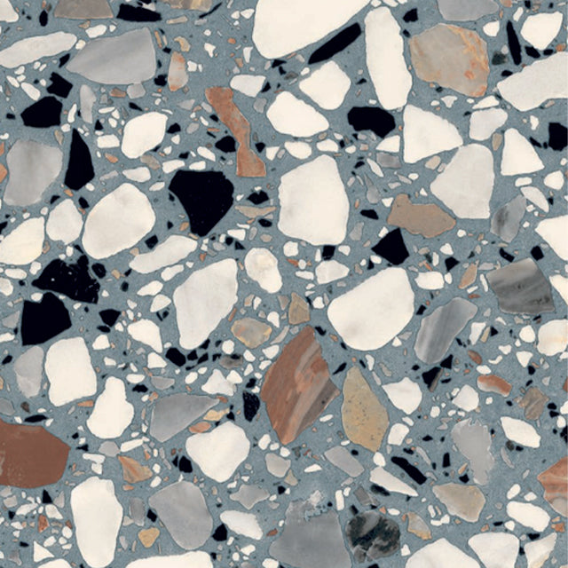 Blue Theo Terrazzo Tile Matt 200 x 200mm Porcelain | The Blue Space
