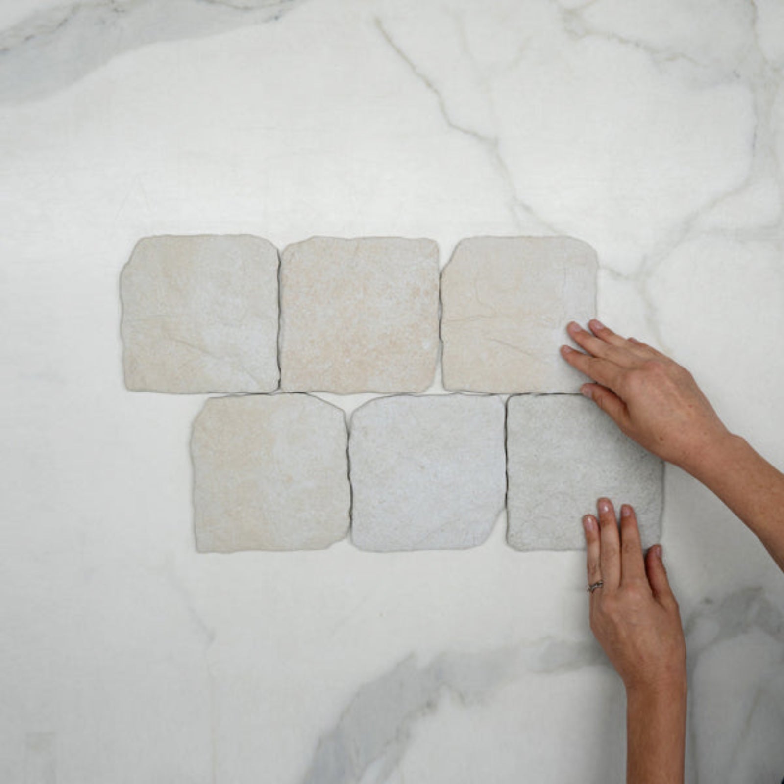 Pattern With Hand Bone Settlers Cobble Stone 150 x 150mm Porcelain - The Blue Space