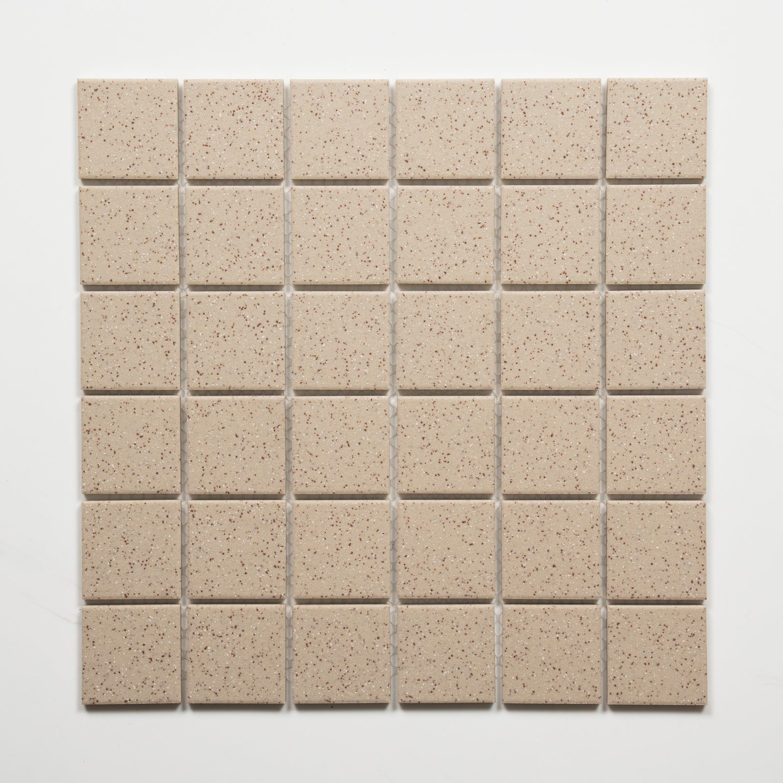 Single No Hand Briq Flecked Linen Unglazed Porcelain Mosaic Tile 48×48mm MOSOASPUNG48 - The Blue Space