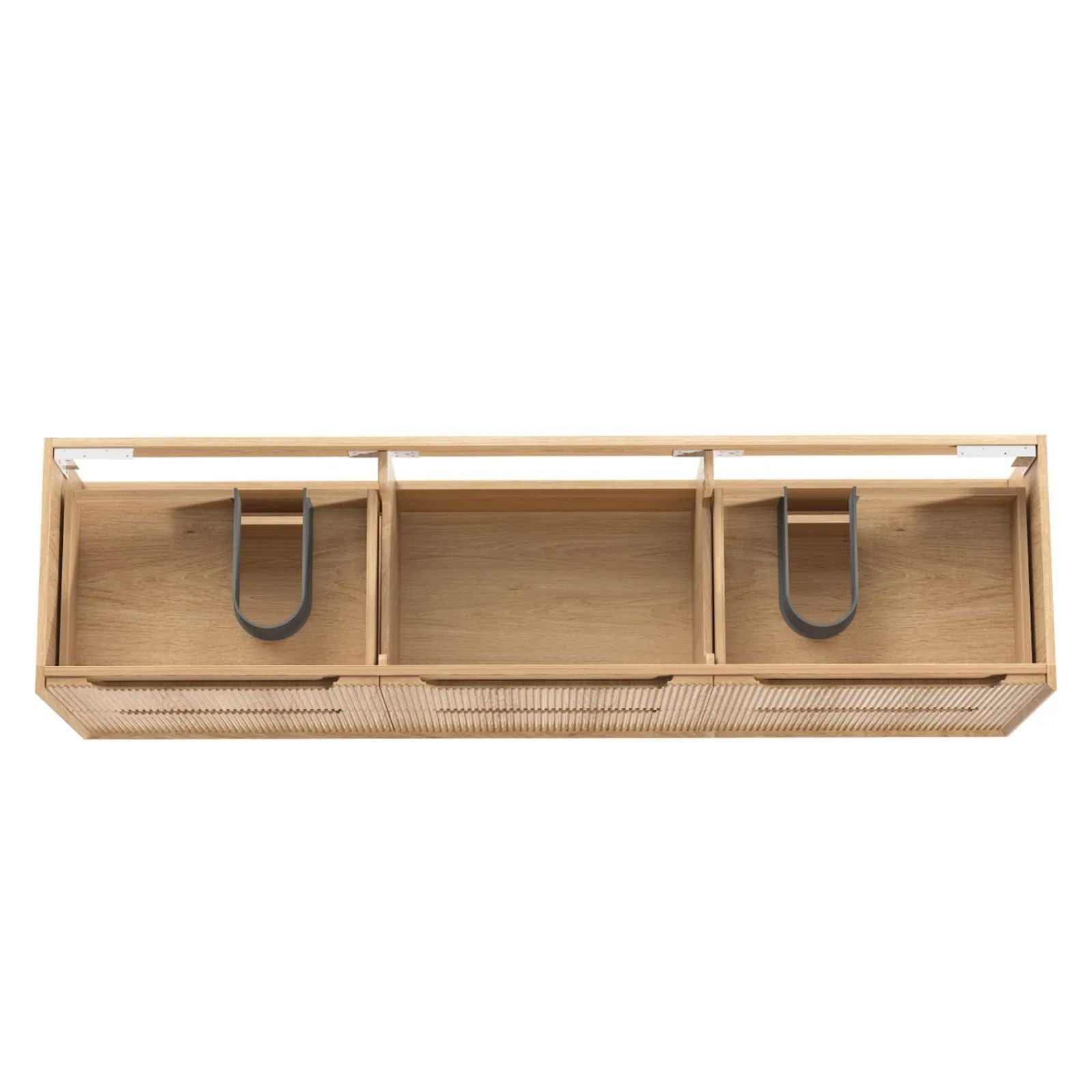 Byron Fluted Woodland Oak Wall Hung Cabinet Only 1800mm Double Bowl BYW1800L - The Blue Space