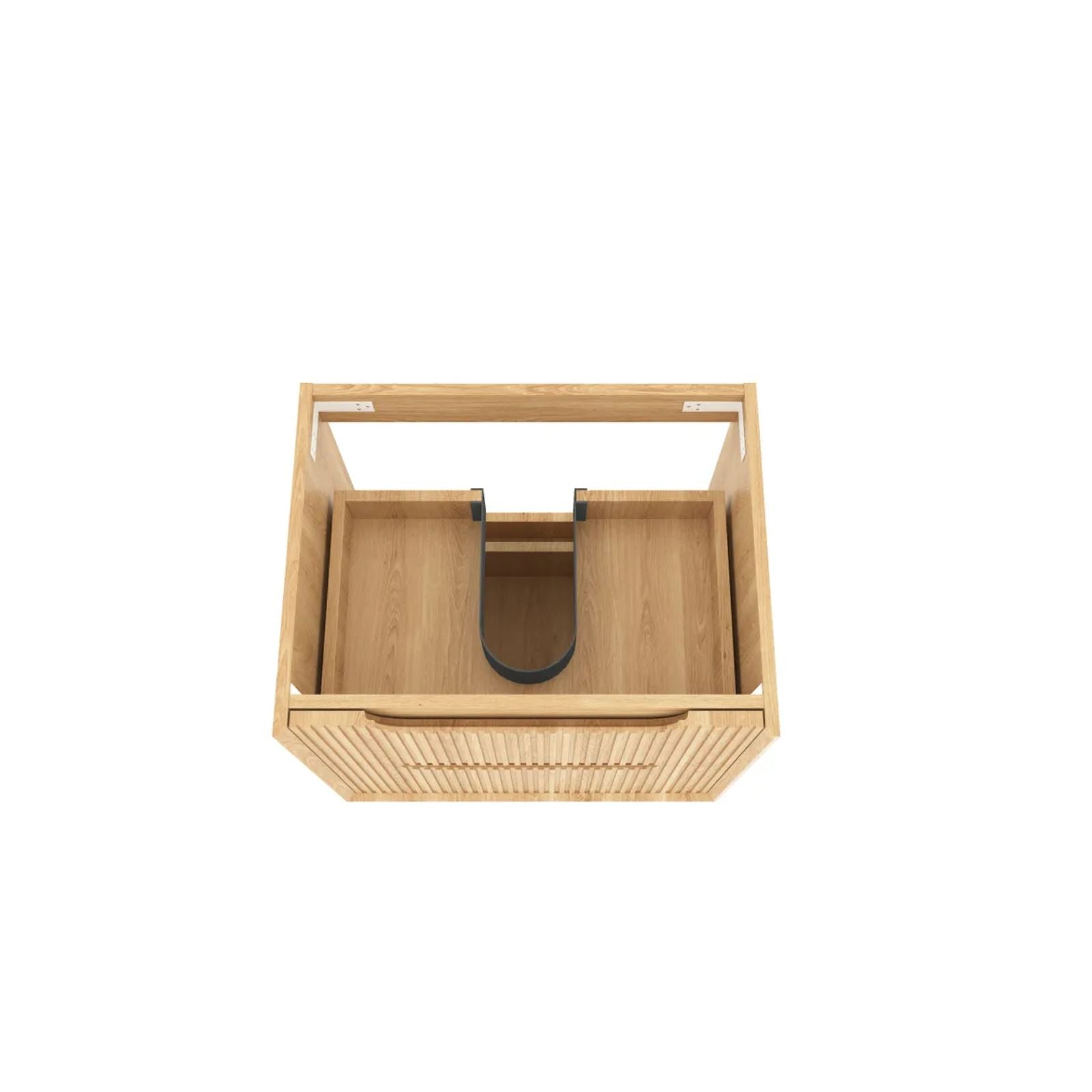 Byron Fluted Woodland Oak Wall Hung Cabinet Only 600mm Centre Bowl BYW600L - The Blue Space