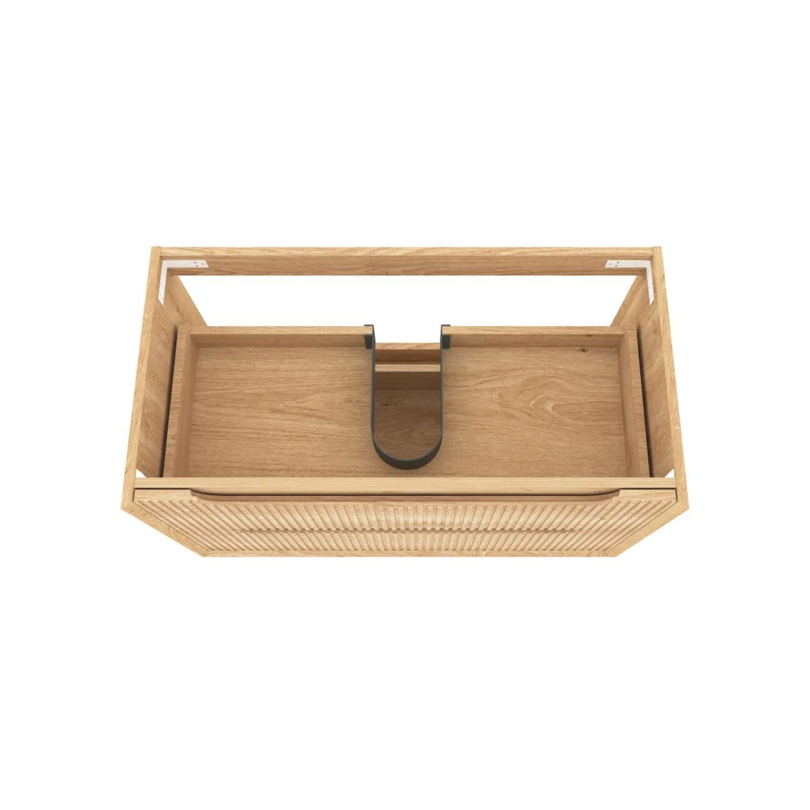 Byron Fluted Woodland Oak Wall Hung Cabinet Only 750mm Centre Bowl BYW750L - The Blue Space