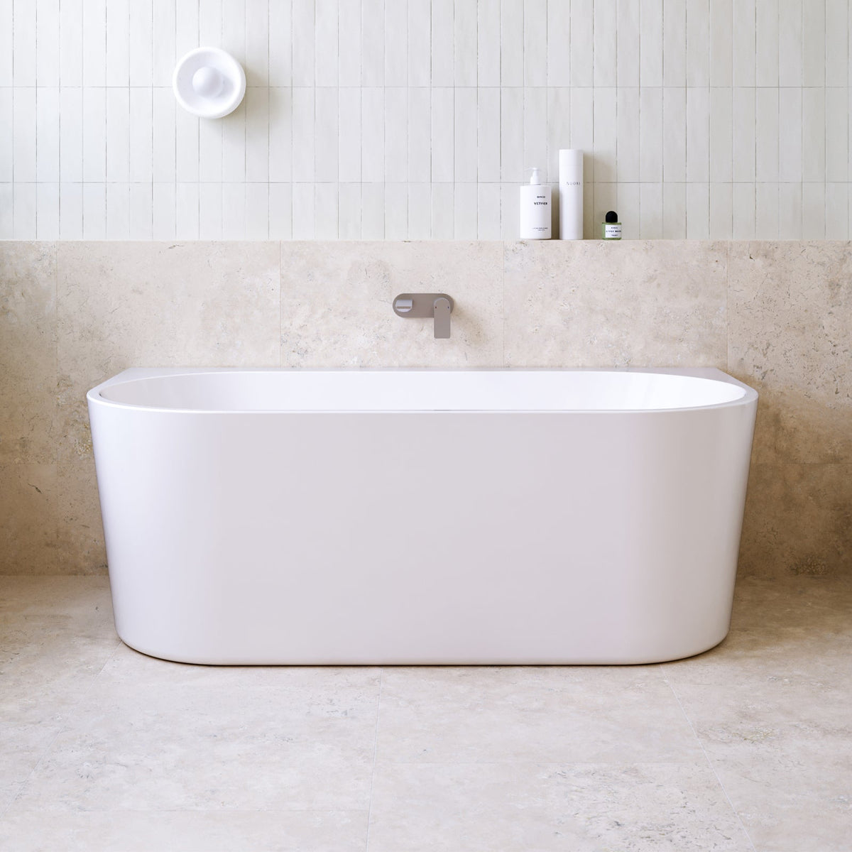 Caroma Urbane II Acrylic Back to Wall Freestanding Small Oval Bath 1400 1600 1800 - The Blue Space