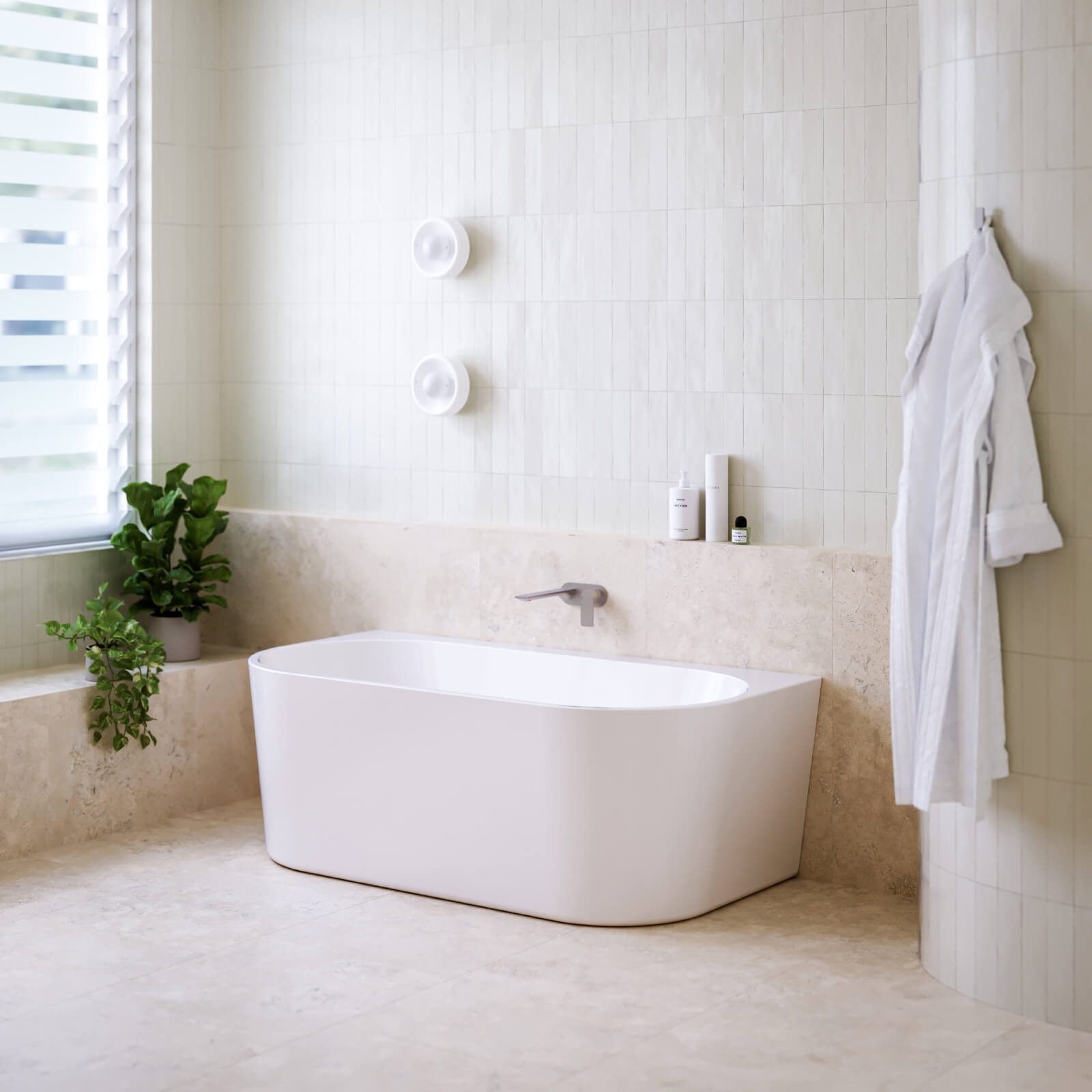 Caroma Urbane II Back to Wall Freestanding Small Oval Bath 1400 1600 1800 Aussie Coastal - The Blue Space