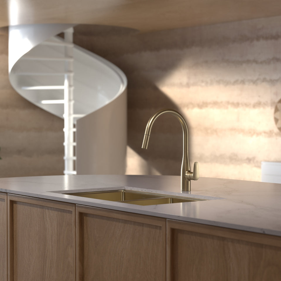 Caroma Contura II Pull Out Sink Mixer - Brushed Brass