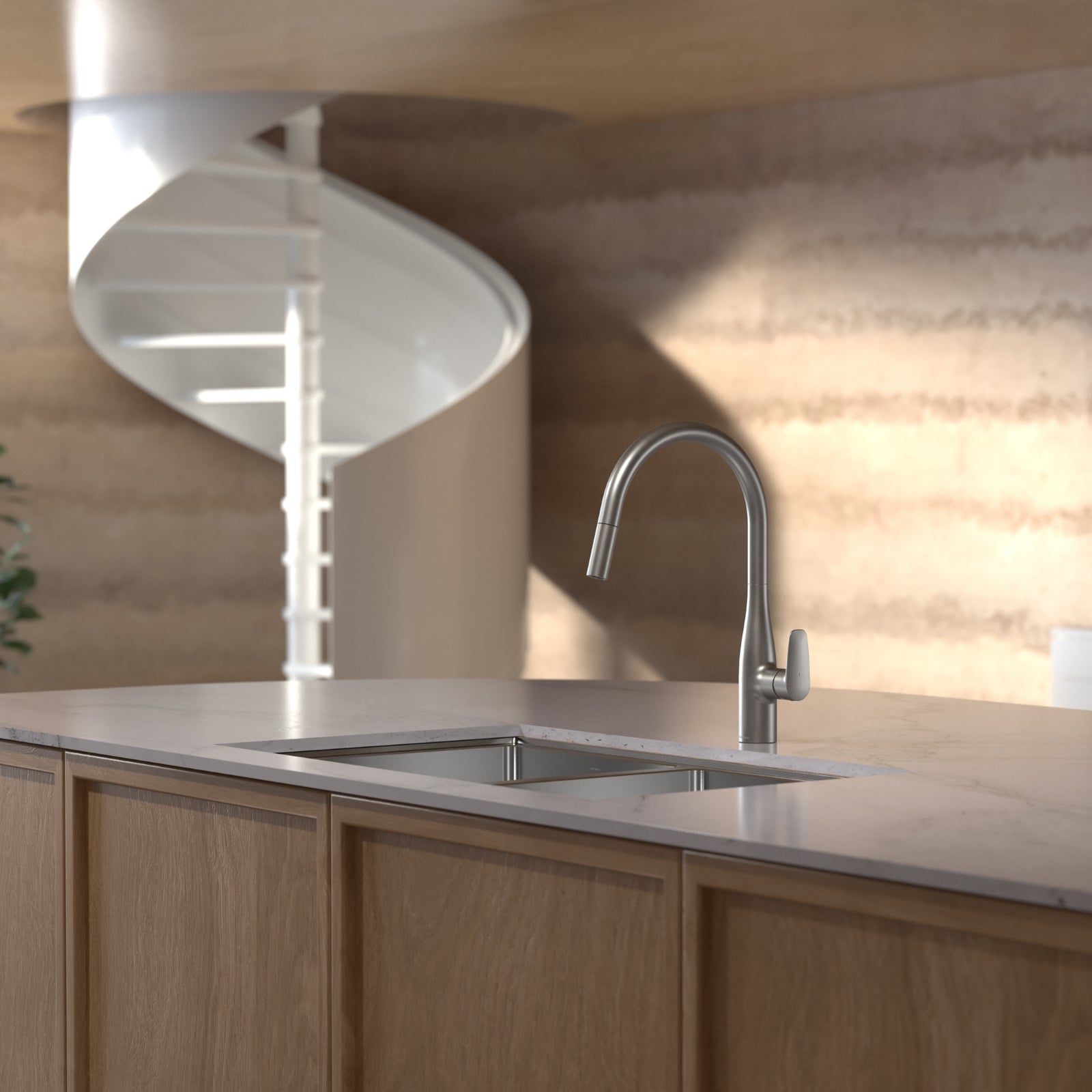 Lifestyle 4 Caroma Contura II Pull Out Sink Mixer - Brushed Nickel 849062BN56AF - The Blue Space