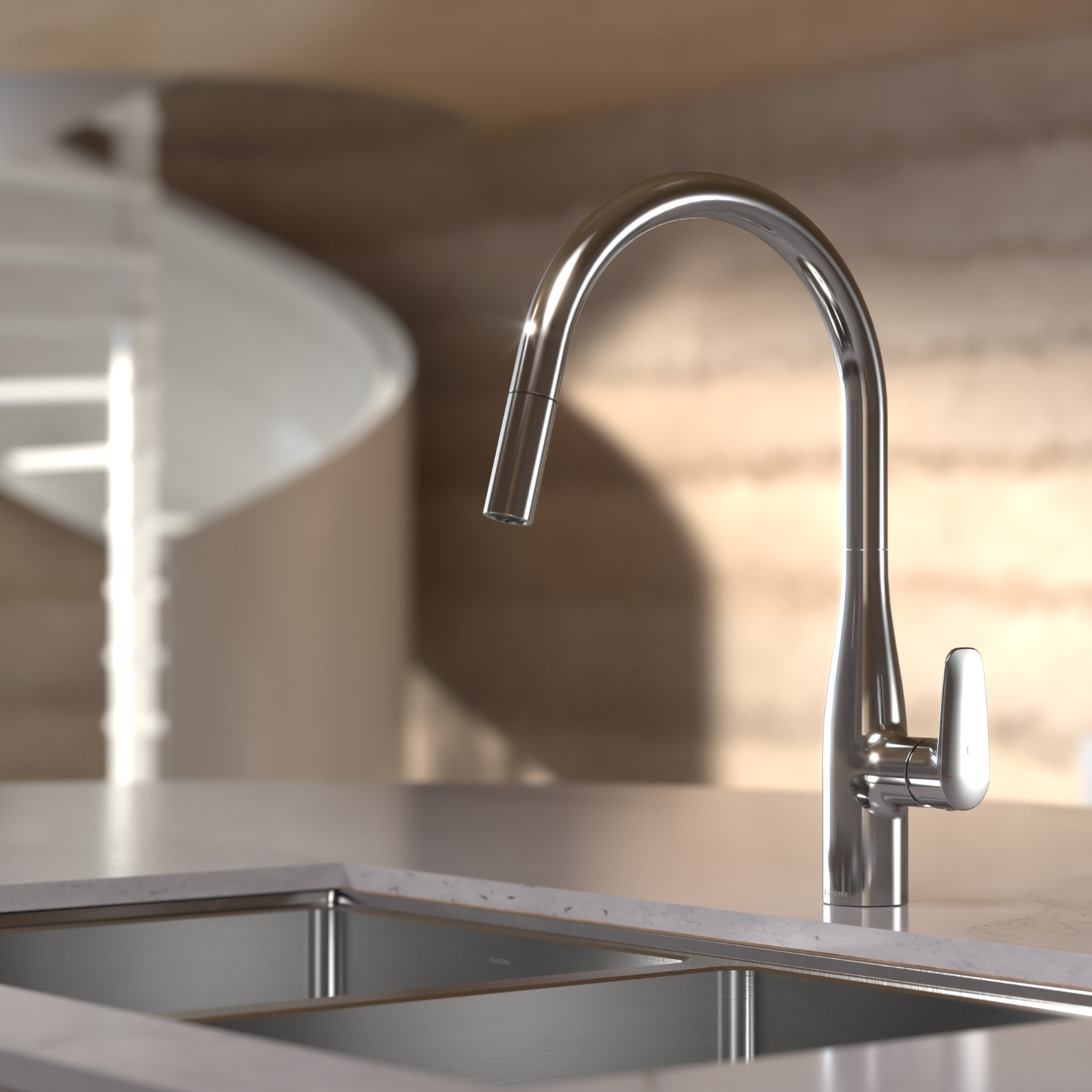 Lifestyle 1 Caroma Contura II Pull Out Sink Mixer - Chrome 849062C56AF - The Blue Space
