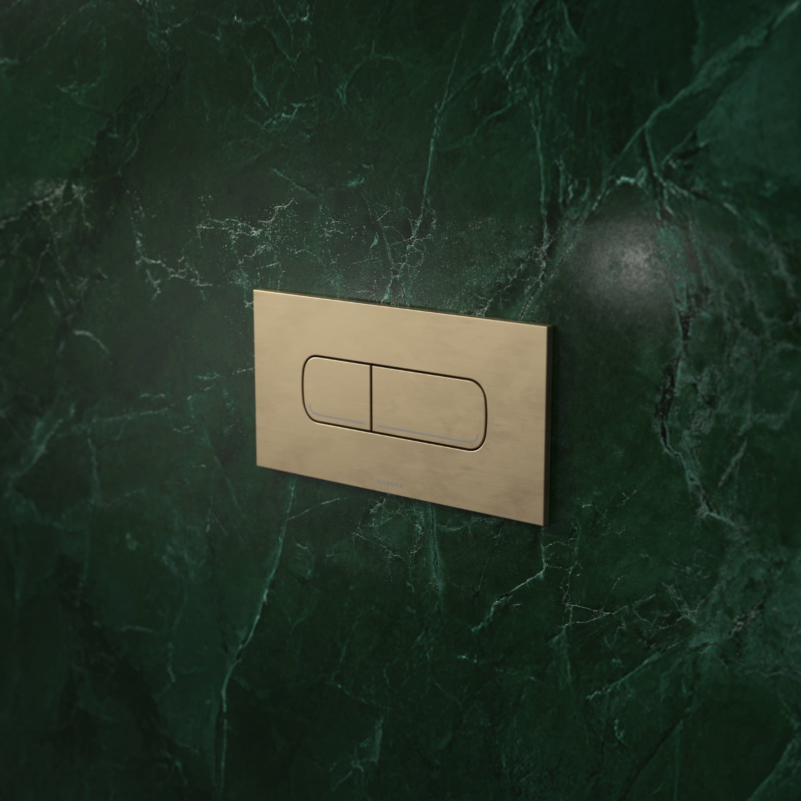 Lifestyle 3 Caroma Invisi Series II® Oval Dual Flush Plate & Buttons (Metal) Brushed Brass 237078BB - The Blue Space