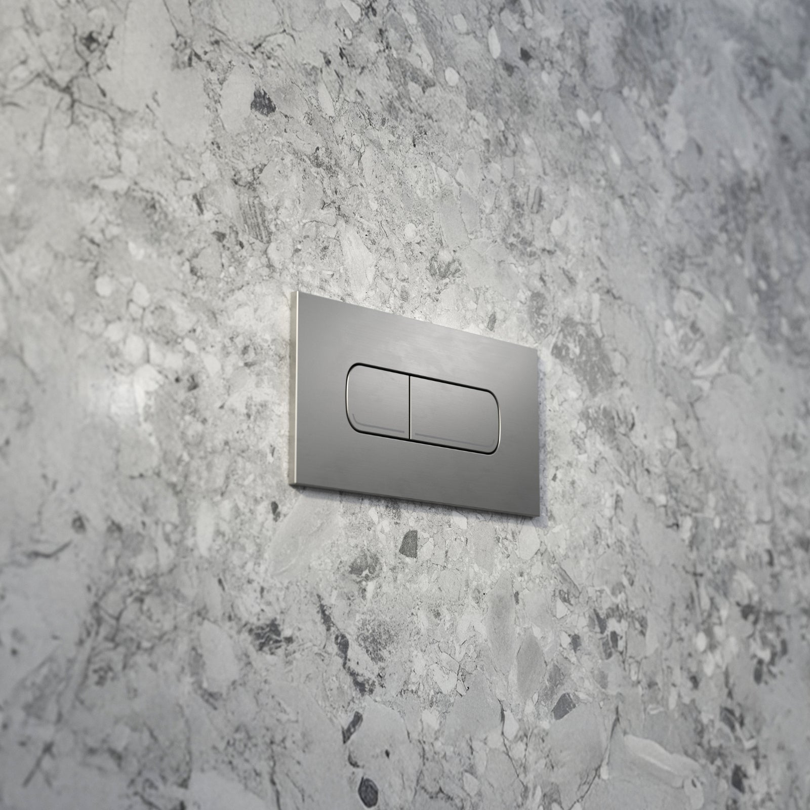 Lifestyle 3 Caroma Invisi Series II® Oval Dual Flush Plate & Buttons (Metal) Brushed Nickel 237078BN - The Blue Space