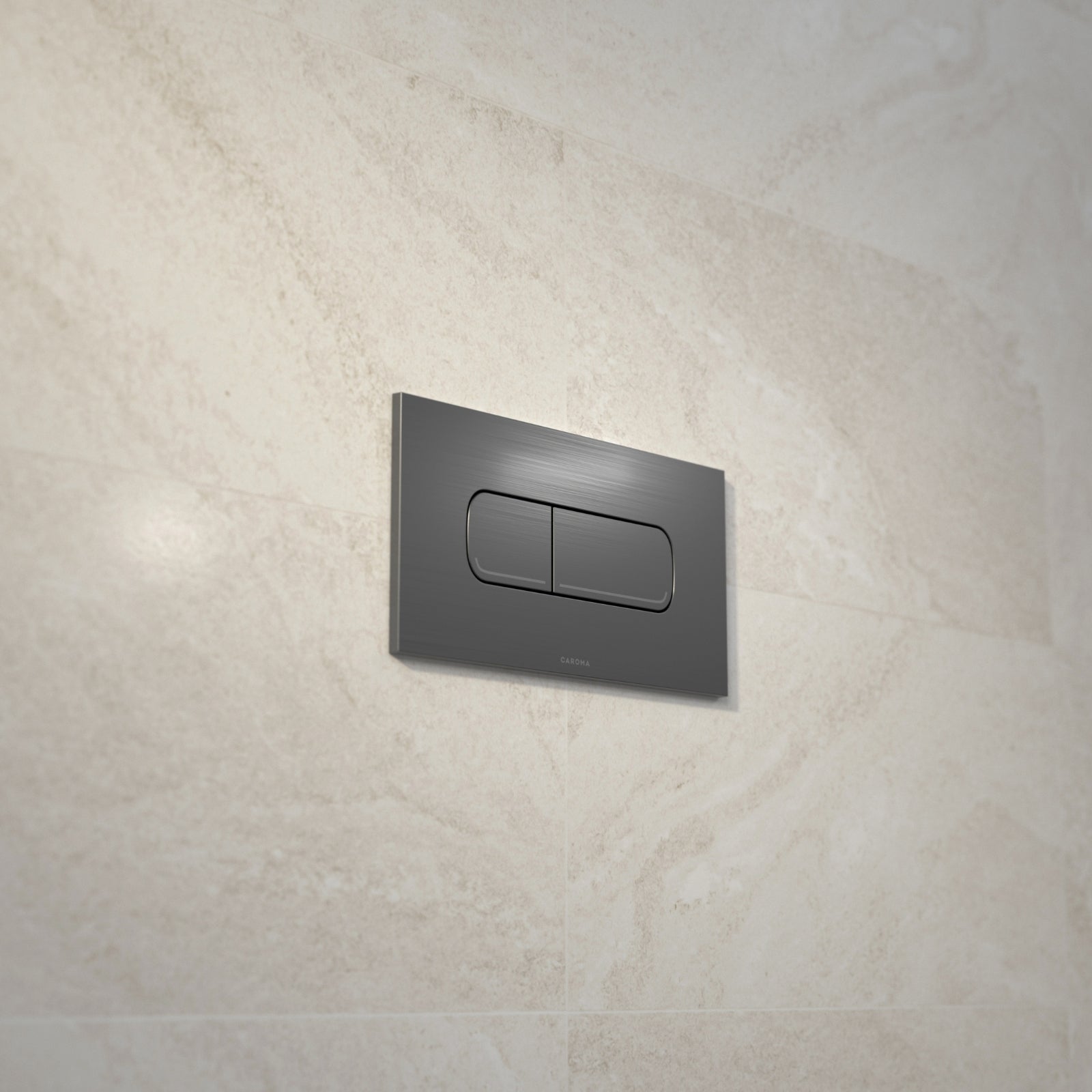 Lifestyle 3 Caroma Invisi Series II® Oval Dual Flush Plate & Buttons (Metal) Gunmetal 237078GM - The Blue Space