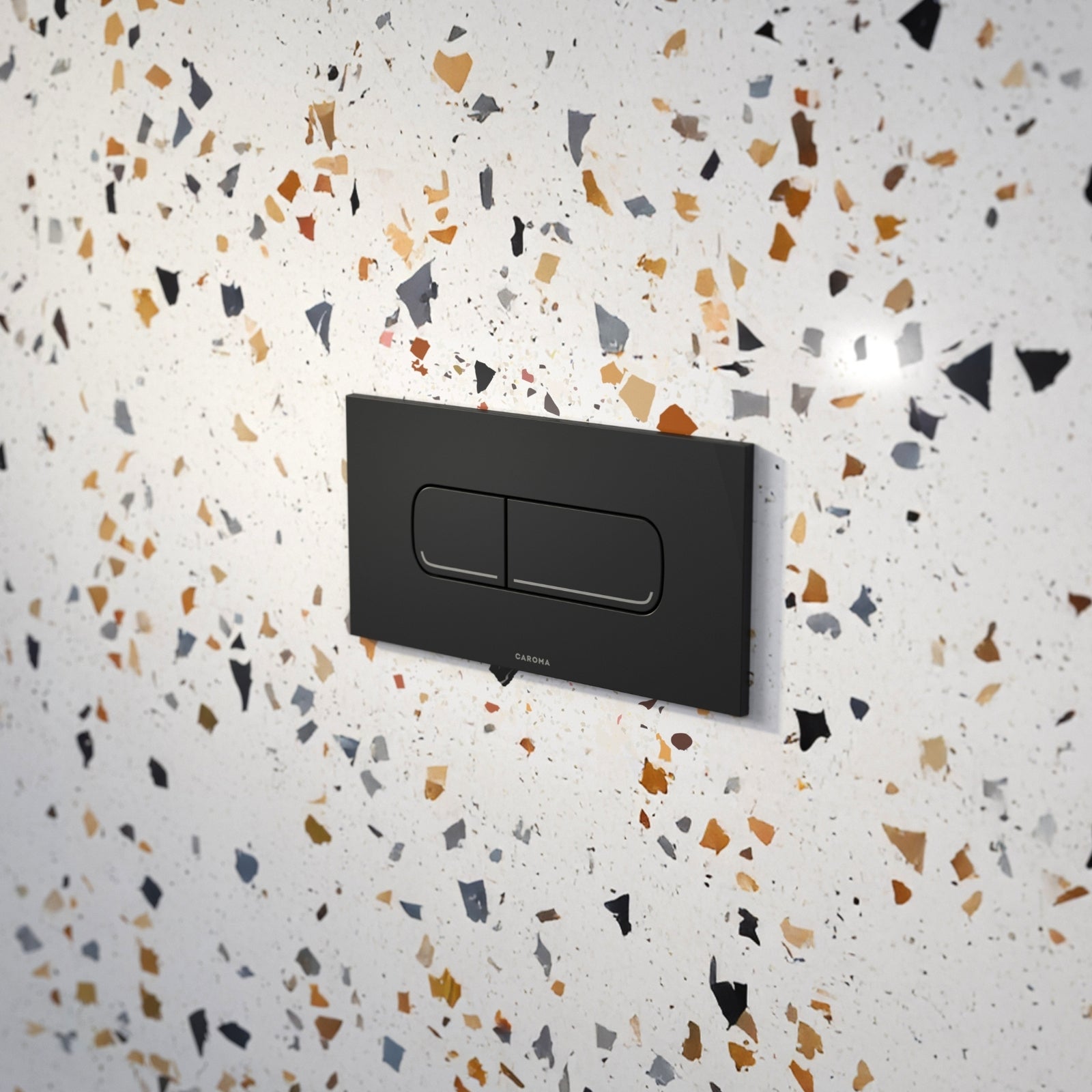 Lifestyle 3 Caroma Invisi Series II® Oval Dual Flush Plate & Buttons (Metal) Matte Black 237078B - The Blue Space