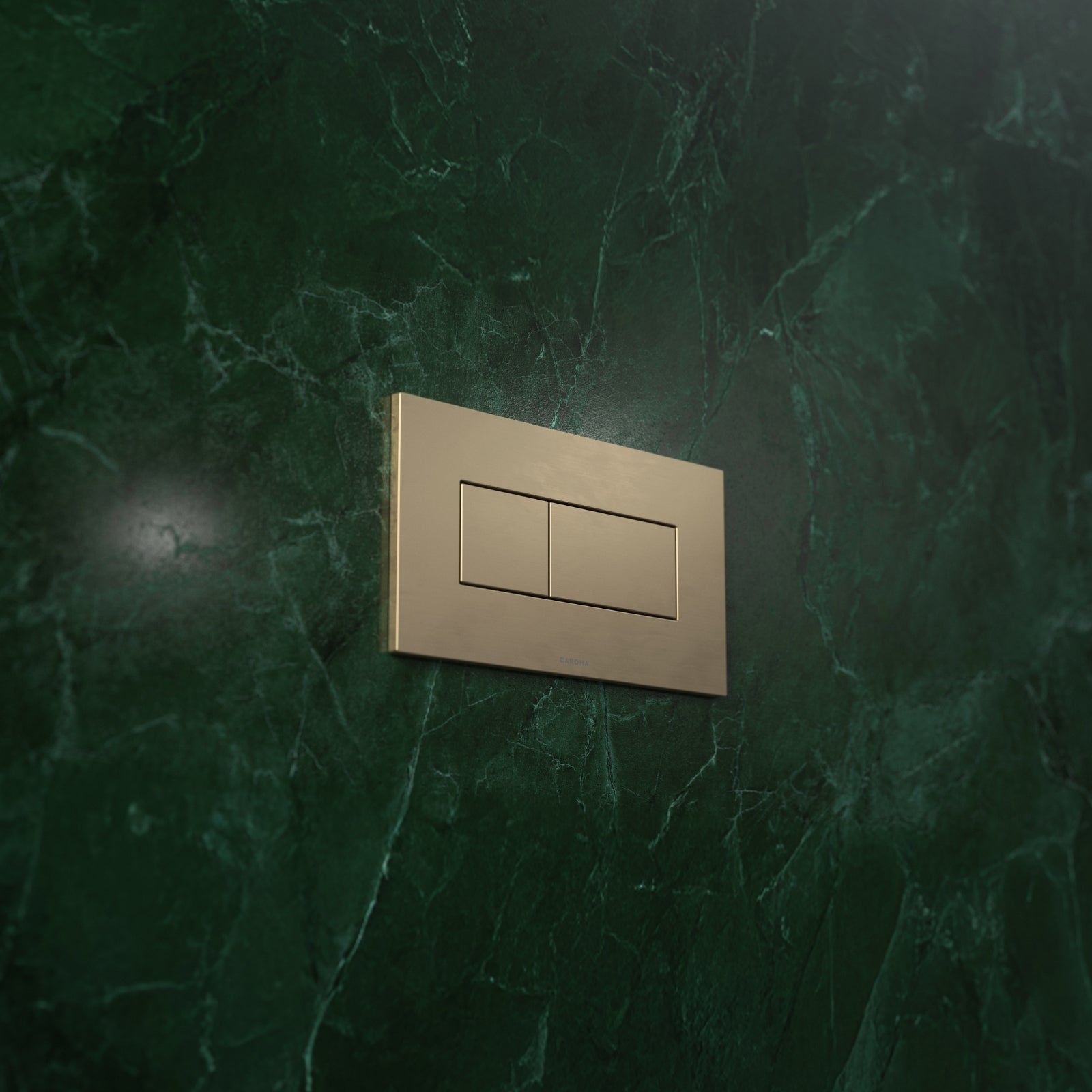 Lifestyle 2 Caroma Invisi Series II® Rectangle Dual Flush Plate & Buttons (Metal) Brushed Brass 237020BB - The Blue Space