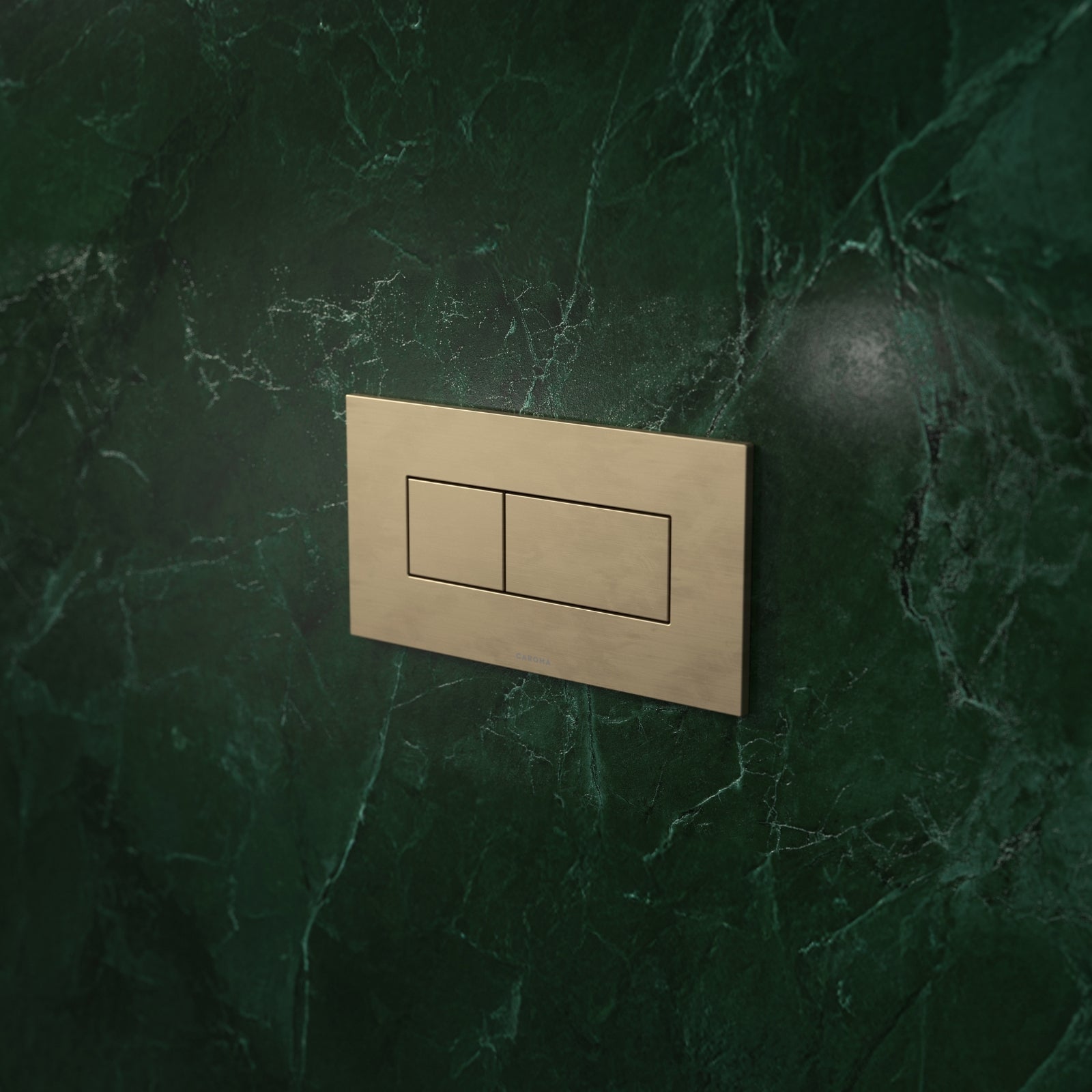 Lifestyle 3 Caroma Invisi Series II® Rectangle Dual Flush Plate & Buttons (Metal) Brushed Brass 237020BB - The Blue Space