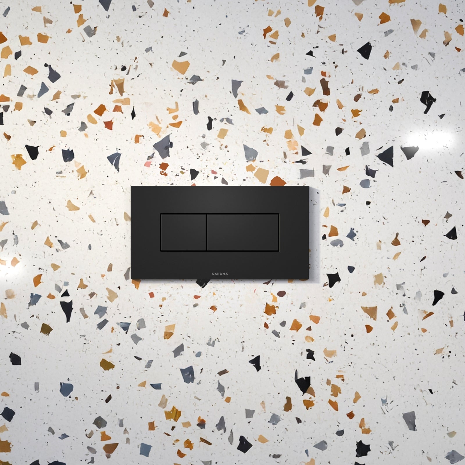 Lifestyle 1 Caroma Invisi Series II® Rectangle Dual Flush Plate & Buttons (Metal) Matte Black 237020B - The Blue Space