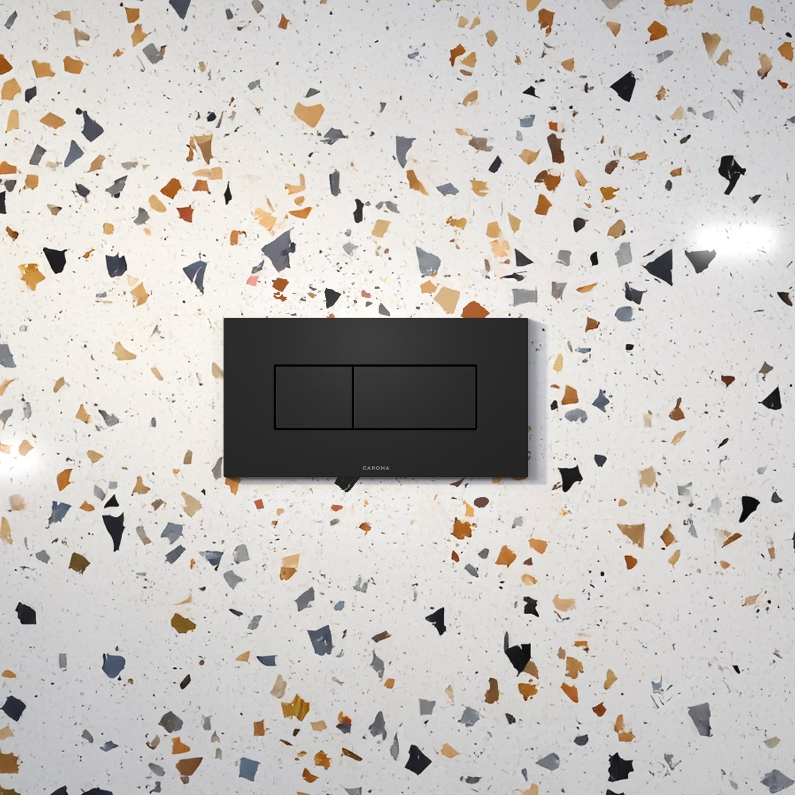 Lifestyle 1 Caroma Invisi Series II® Rectangle Dual Flush Plate & Buttons (Metal) Matte Black 237020B - The Blue Space
