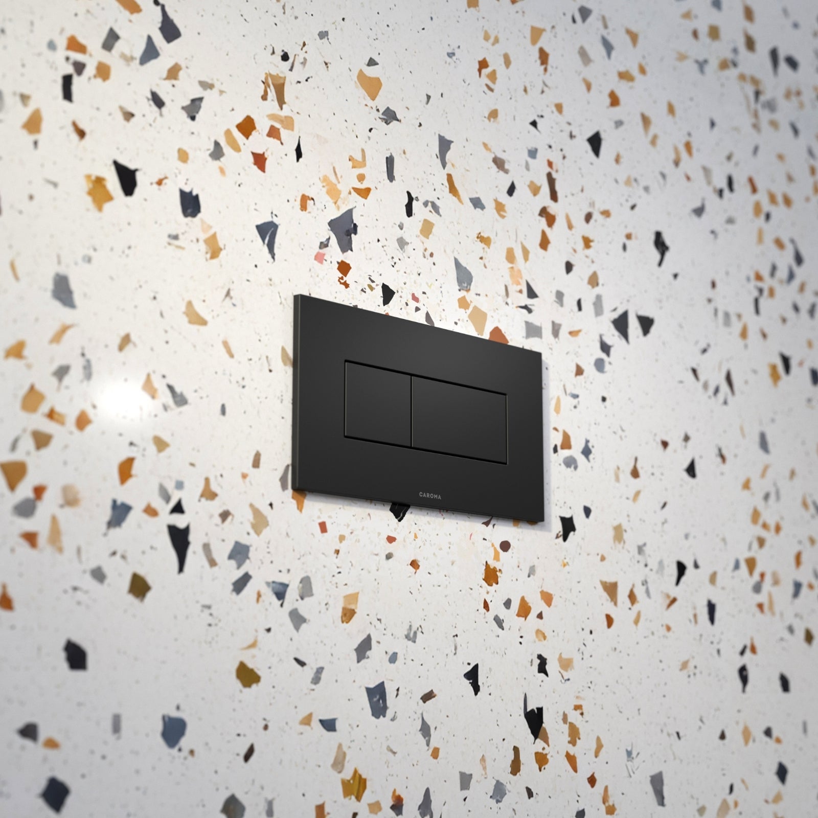 Lifestyle 2 Caroma Invisi Series II® Rectangle Dual Flush Plate & Buttons (Metal) Matte Black 237020B - The Blue Space