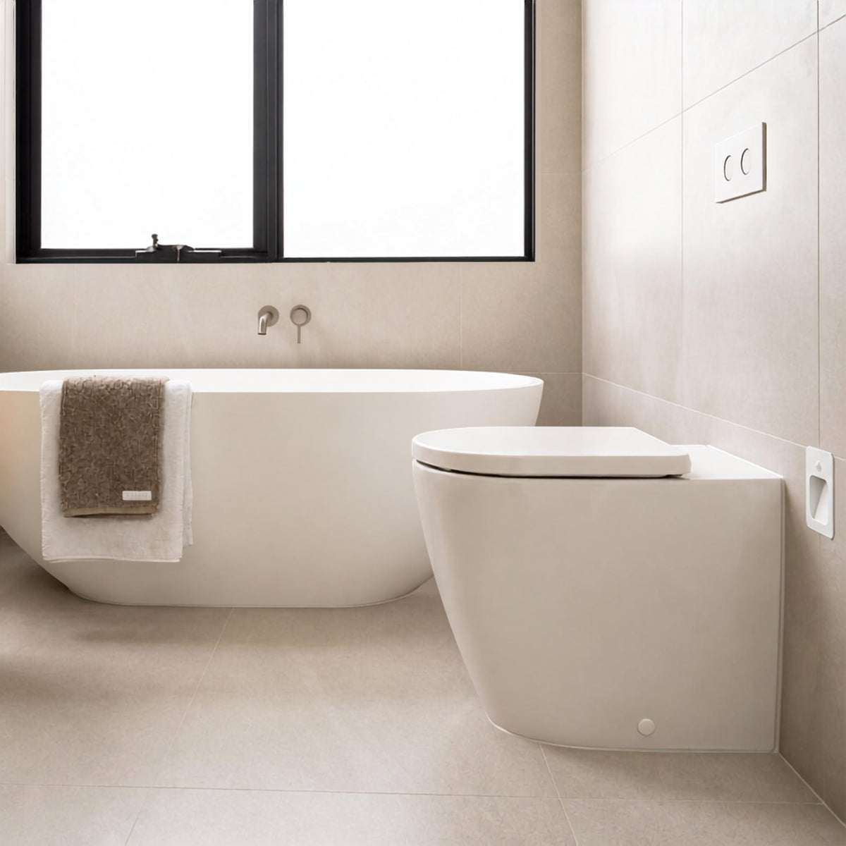 Caroma Invisi Series II Round Dual Flush Metal Plate & Buttons Brushed Nickel 237088BN - The Blue Space