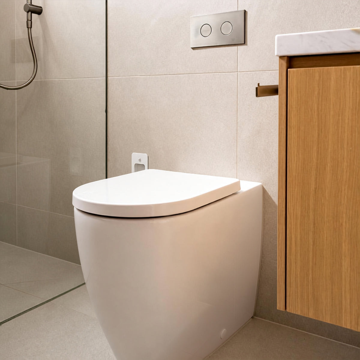 Caroma Invisi Series II Round Dual Flush Metal Plate & Buttons Brushed Nickel 237088BN - The Blue Space
