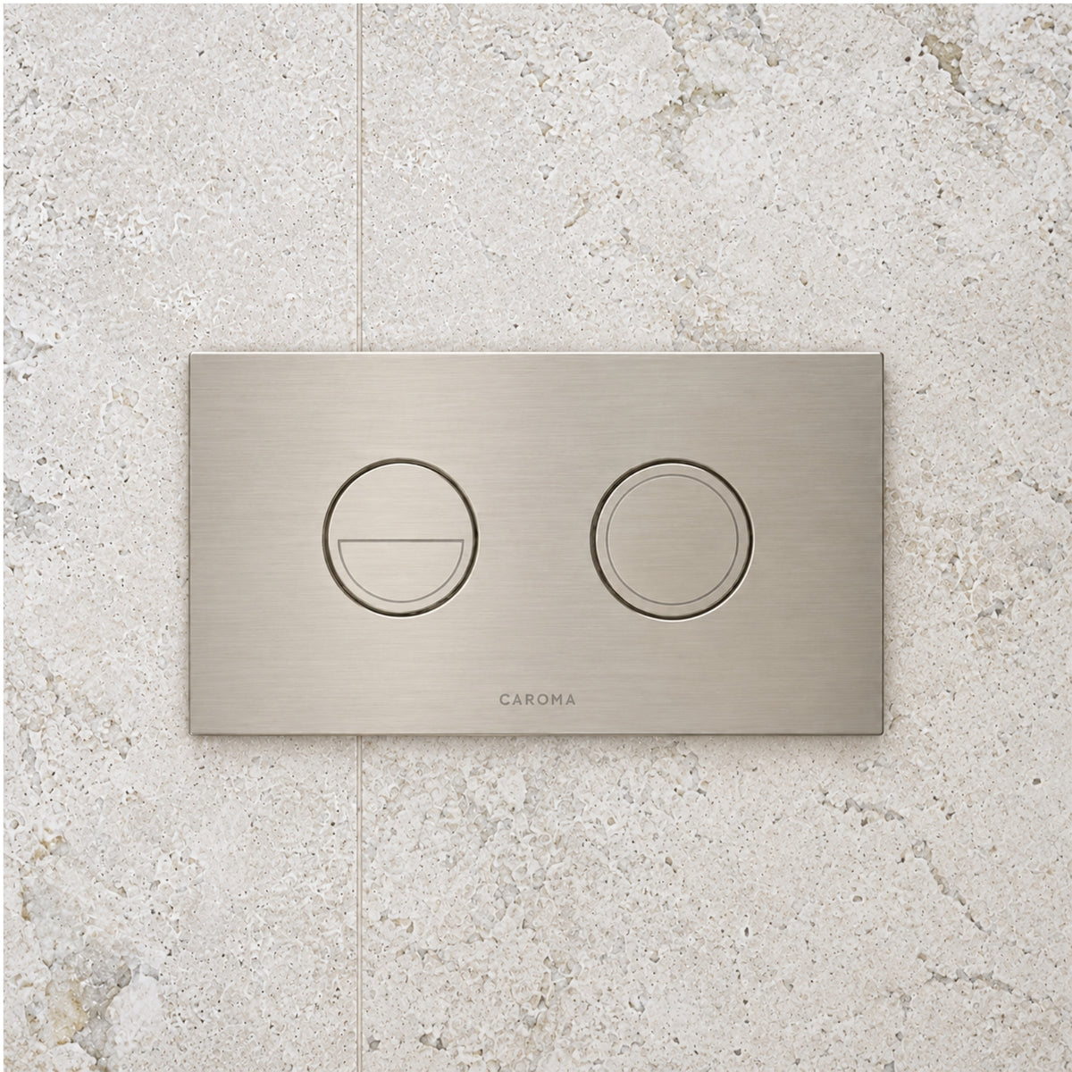 Caroma Invisi Series II Round Dual Flush Metal Plate & Buttons Brushed Nickel 237088BN - The Blue Space