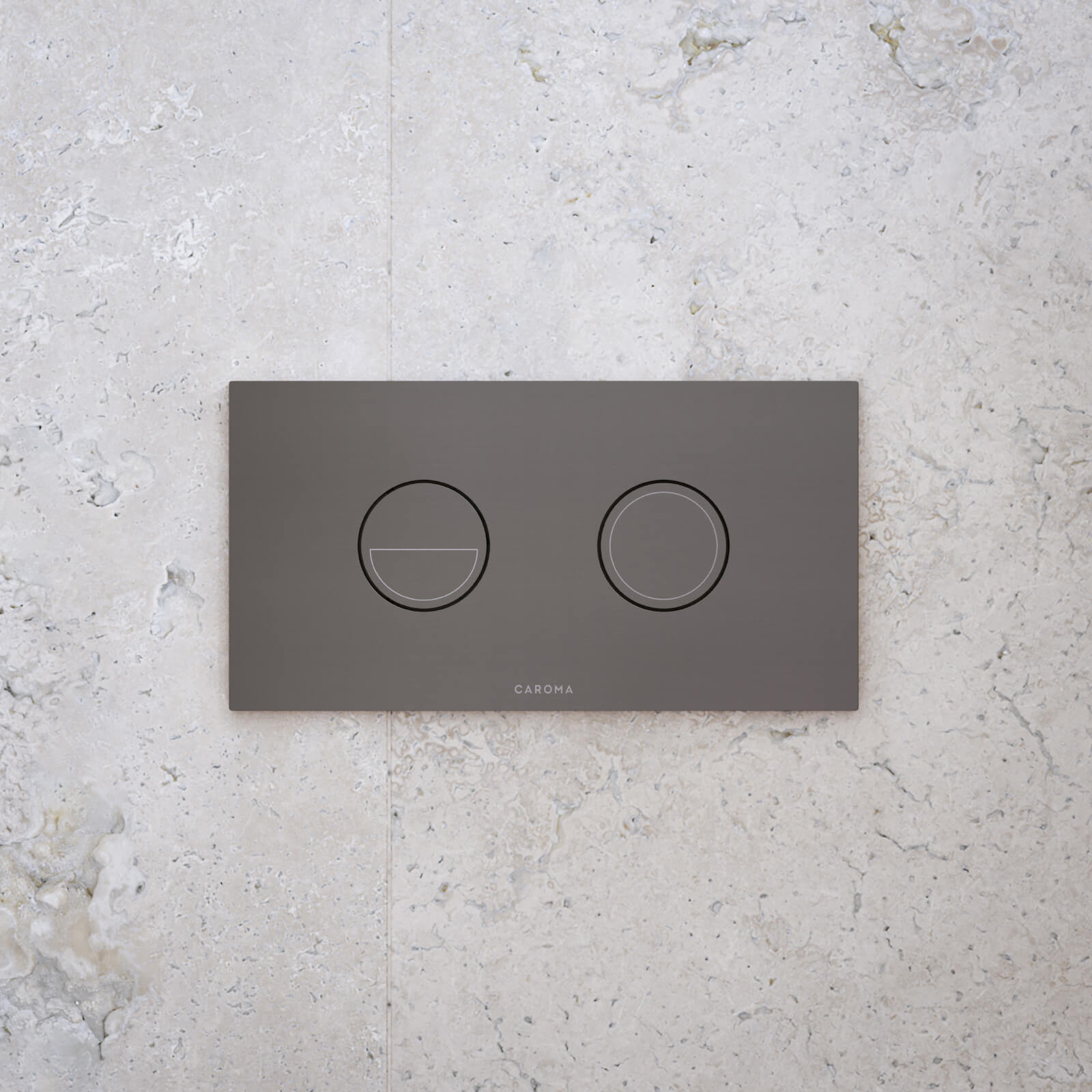 Caroma Invisi Series II Round Dual Flush Plate Buttons Gunmetal | The Blue Space