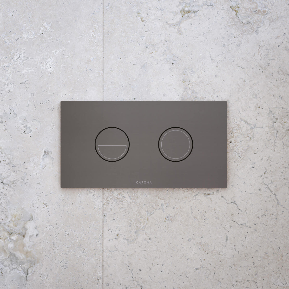 Caroma Invisi Series II Round Dual Flush Plate Buttons Gunmetal | The Blue Space