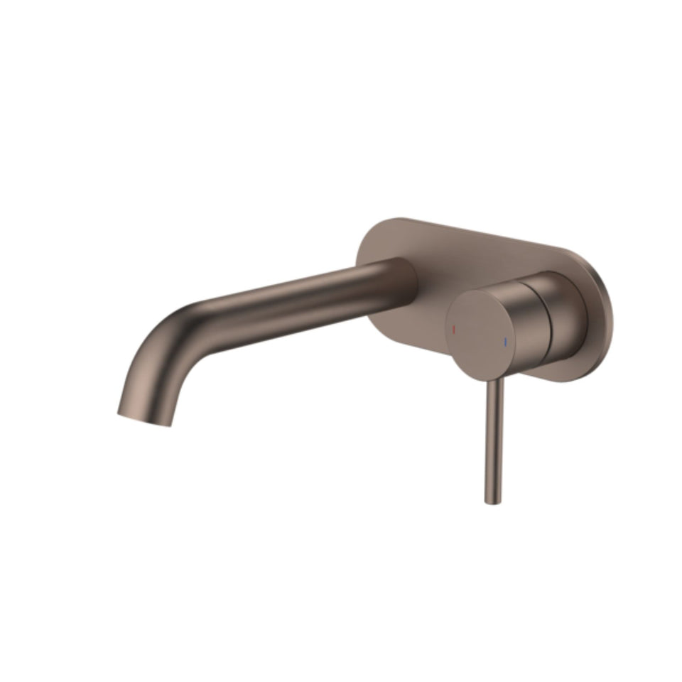 Caroma Liano II 175mm Wall Basin/Bath Mixer Round Plate - Brushed Bronze - Full Kit