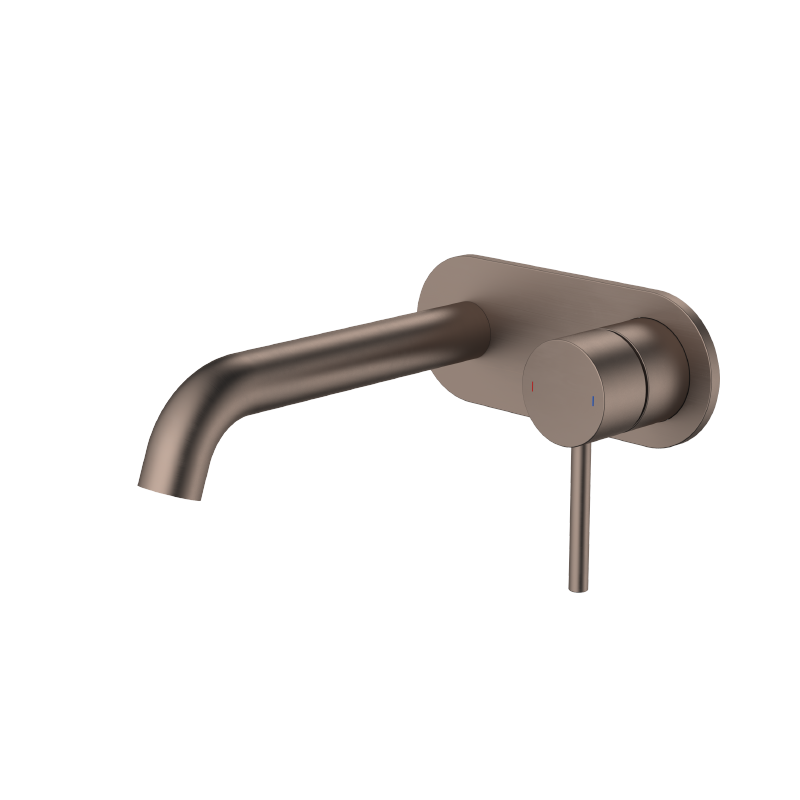 Caroma Liano II 210mm Wall Basin/Bath Mixer - Rounded Cover Plate - Brushed Bronze - Sales Kit 96353BBZ6AF - The Blue Space