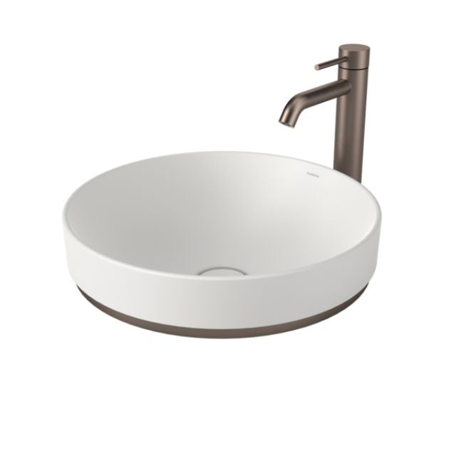 Angle Caroma Liano II 400mm Round Basin Dress Ring with Basin - PVD Brushed Bronze 687032BBZ - The Blue Space