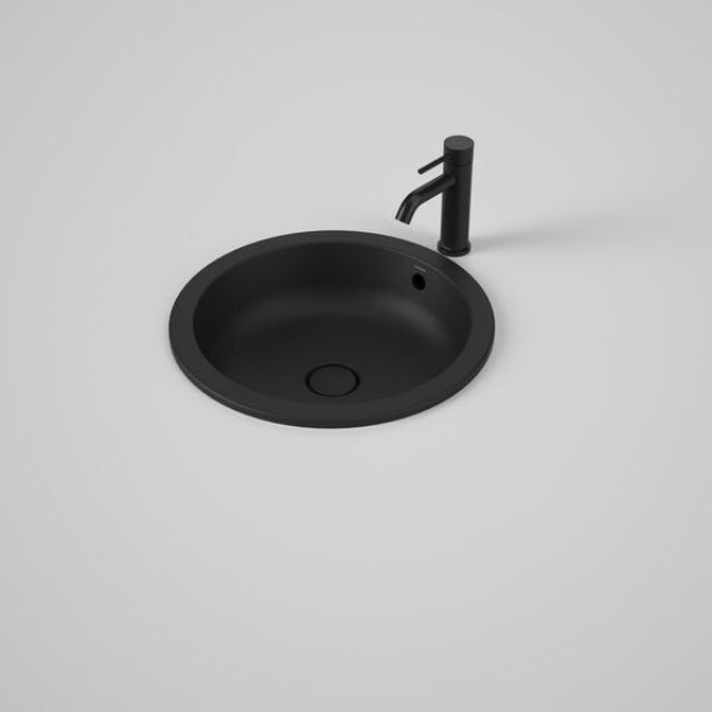 Caroma Liano II 440mm Round Under/Over Counter Basin - Matte Black (with Overflow) 852605MB - The Blue Space
