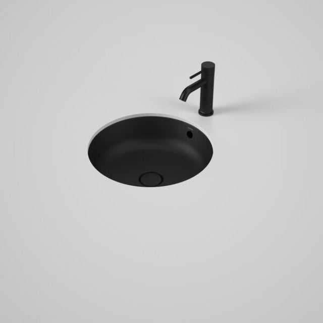 Angle Caroma Liano II 440mm Round Under/Over Counter Basin - Matte Black (with Overflow) 852605MB - The Blue Space