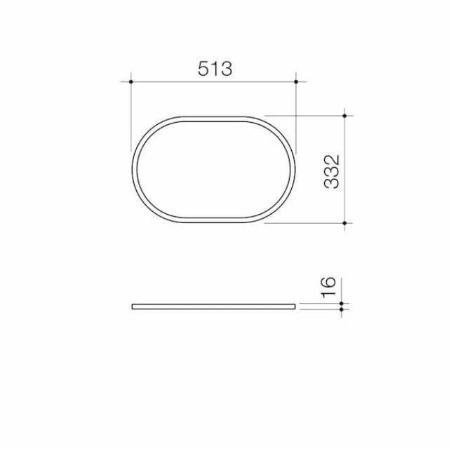 Technical Drawing Caroma Liano II 530mm Pill Basin Dress Ring - PVD Brushed Bronze 687033BBZ - The Blue Space