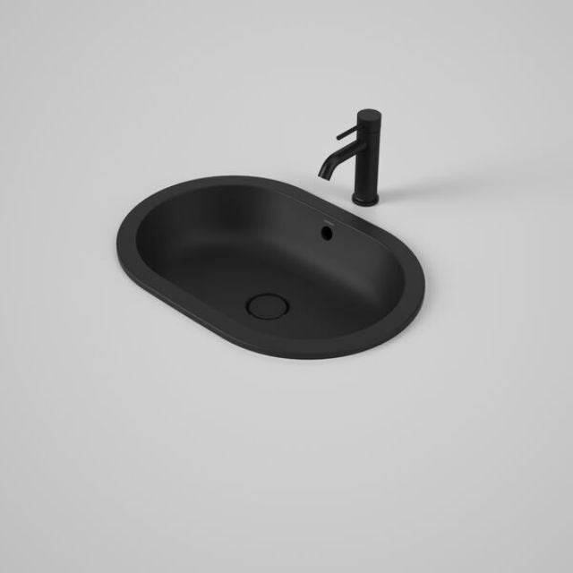 Caroma Liano II 580mm Pill Under/Over Counter Basin - Matte Black (with Overflow) 852905MB - The Blue Space