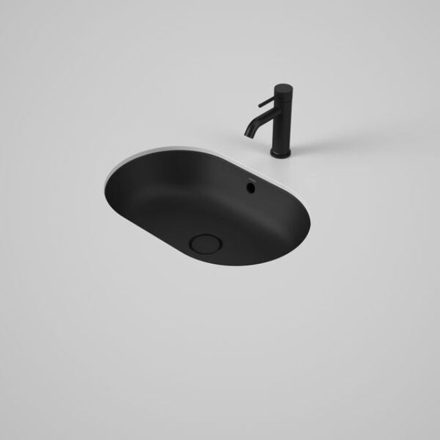 Angle Caroma Liano II 580mm Pill Under/Over Counter Basin - Matte Black (with Overflow) 852905MB - The Blue Space