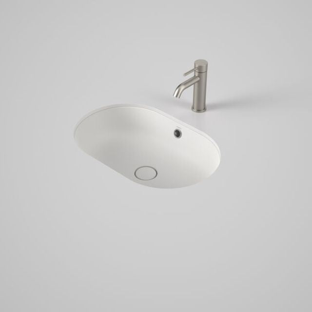 Angle Caroma Liano II 580mm Pill Under/Over Counter Basin - Matte White (with Overflow) 852905MW - The Blue Space