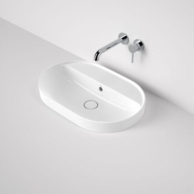 Caroma Liano II 600mm Pill Inset Basin with Tap Landing (0 Tap Hole) - White (with Overflow) 853105W - The Blue Space