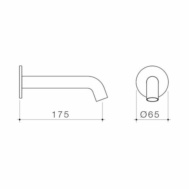 Technical Drawing Caroma Liano II Basin/Bath Outlet 175mm - Round Cover Plate - Brushed Bronze 96372BBZ6AF - The Blue Space