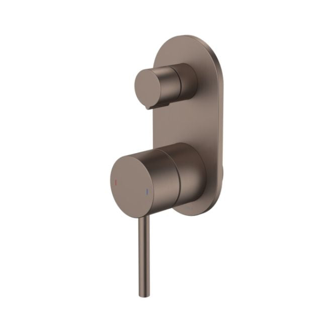 Angle Caroma Liano II Bath/Shower Mixer With Diverter - Rounded Cover Plate - Brushed Bronze 96366BBZ - The Blue Space