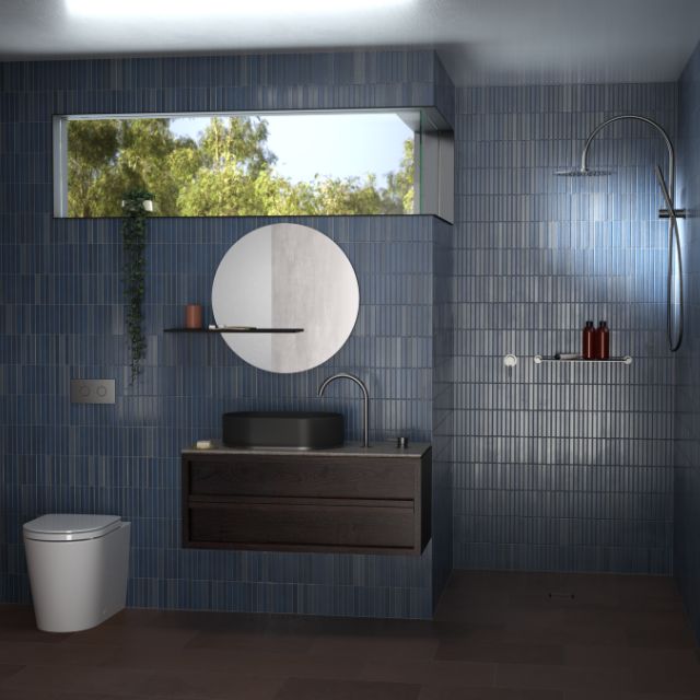 Lifestyle 2 Caroma Liano II Bathroom Shelf - Chrome 96449C - The Blue Space