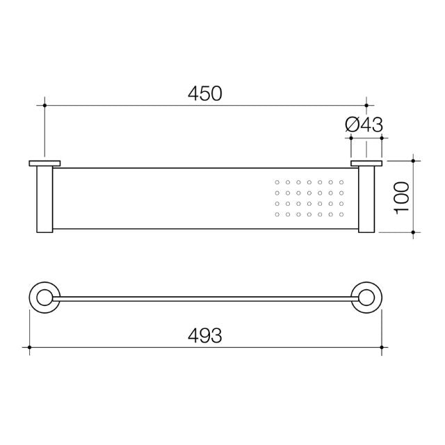 Technical Drawing Caroma Liano II Bathroom Shelf - Chrome 96449C - The Blue Space
