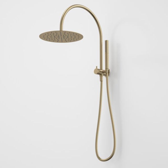 Caroma Liano II Compact Twin Shower with Overhead - Brushed Brass 96472BB33A - The Blue Space