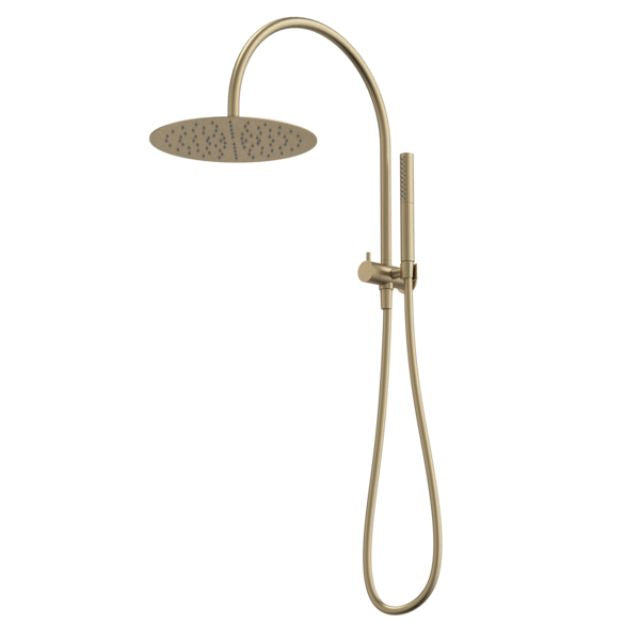 Angle Caroma Liano II Compact Twin Shower with Overhead - Brushed Brass 96472BB33A - The Blue Space