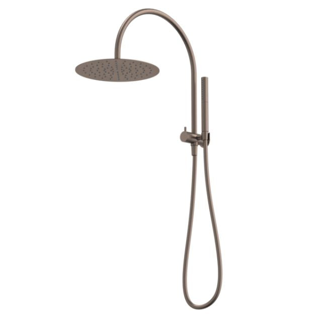 Angle Caroma Liano II Compact Twin Shower with Overhead - Brushed Bronze 96472BBZ33A - The Blue Space