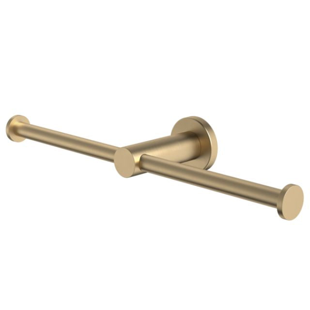 Angle Caroma Liano II Double Toilet Roll Holder - Brushed Brass 96442BB - The Blue Space