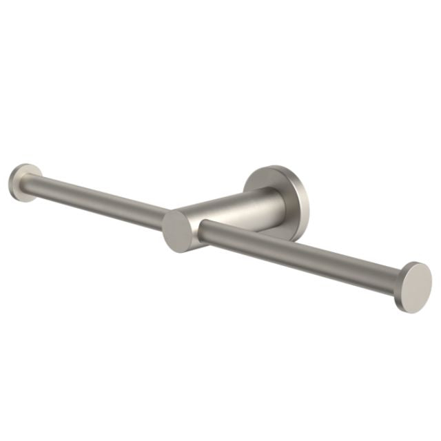 Angle Caroma Liano II Double Toilet Roll Holder - Brushed Nickel 96442BN - The Blue Space