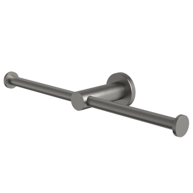 Angle Caroma Liano II Double Toilet Roll Holder - Gunmetal 96442GM - The Blue Space